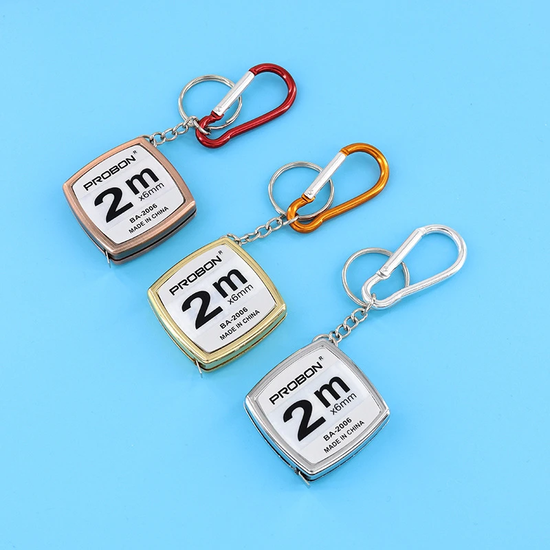 2M高品质迷你钥匙扣卷尺广告宣传礼品小拉尺方形卷尺