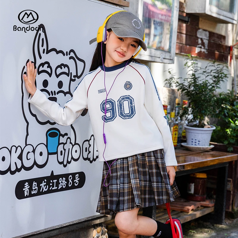 BANDOCIN/半度闲美式短款打底女童秋冬洋气长袖T恤秋季学院风上衣