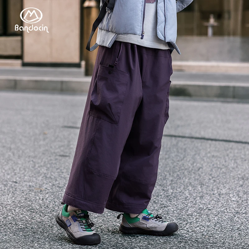 BANDOCIN/半度闲复古工装休闲直筒裤女童秋季宽松时尚百搭九分裤