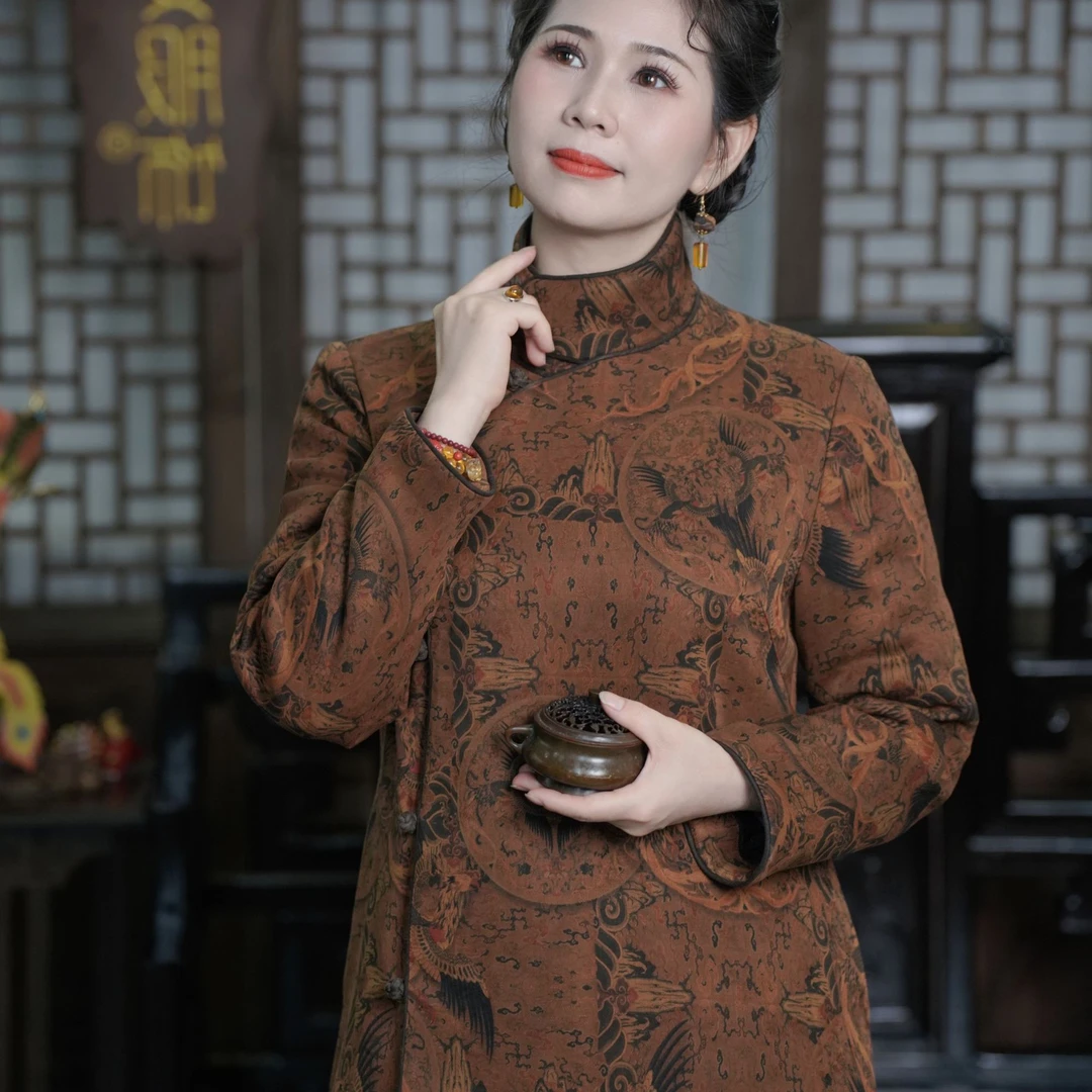 祥安姿服饰气质保暖手工九粒扣棉袍【山海经多穿型棉袍】G282047M