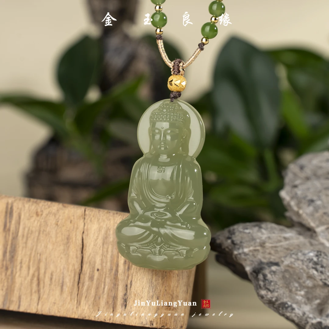 金玉良缘大日如来佛祖吊坠（和田玉材质）