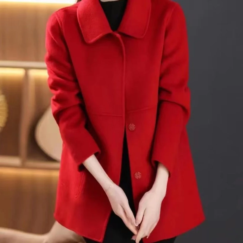 中长款【双层双面100%羊毛】双面呢大衣秋冬中年