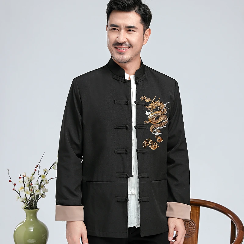 春秋新款男士唐装中国风复古刺绣新款上衣
