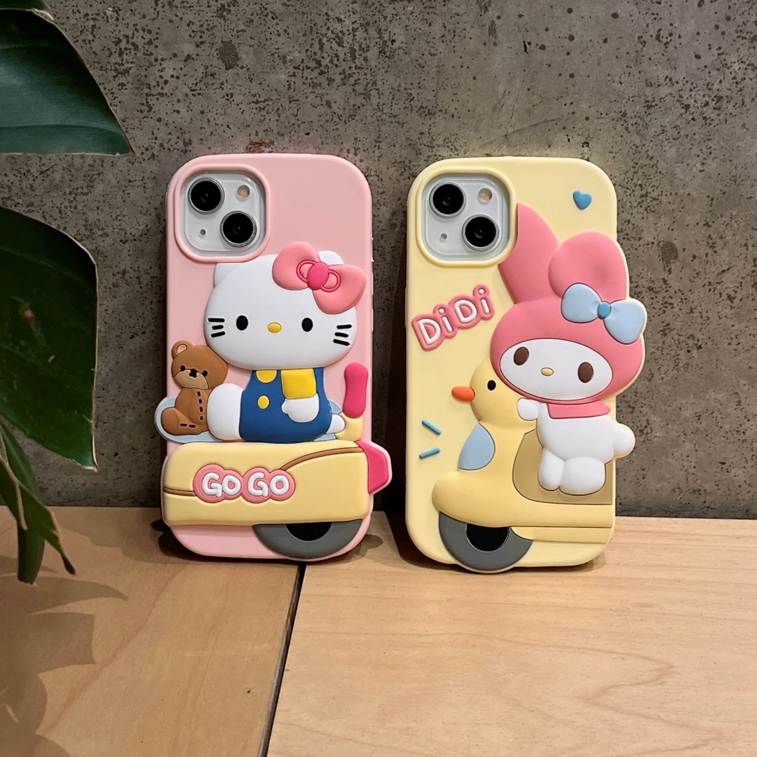 卡通可爱硅胶KT猫适用苹果13手机壳iphone14全包防摔15promax少女