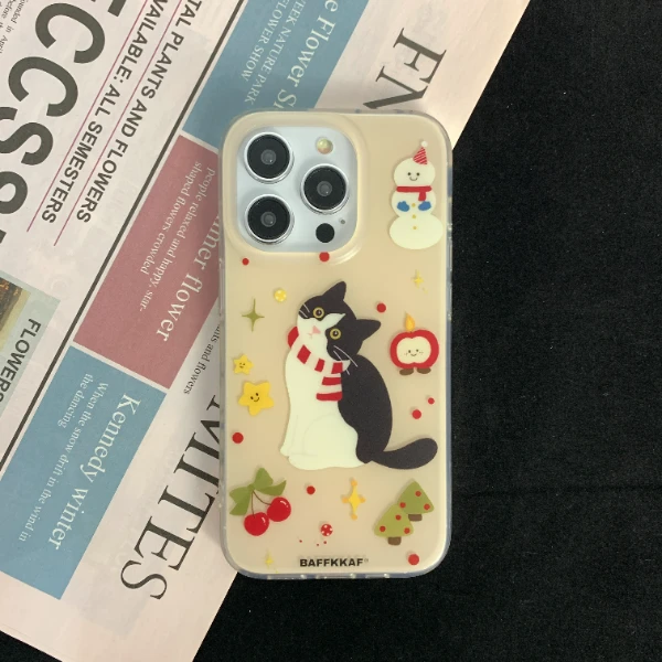 ins简约小猫适用苹果13手机壳iphone14全包防摔15promax小众外壳