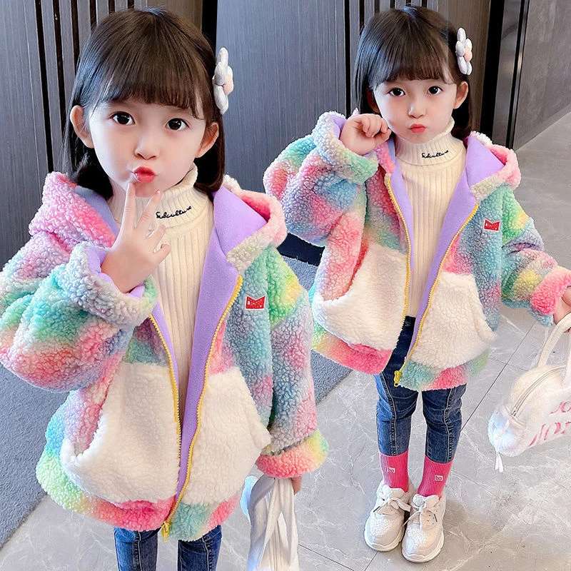 女童加绒外套2023秋冬款女孩时髦洋气儿童加厚女宝宝冬季外穿韩版