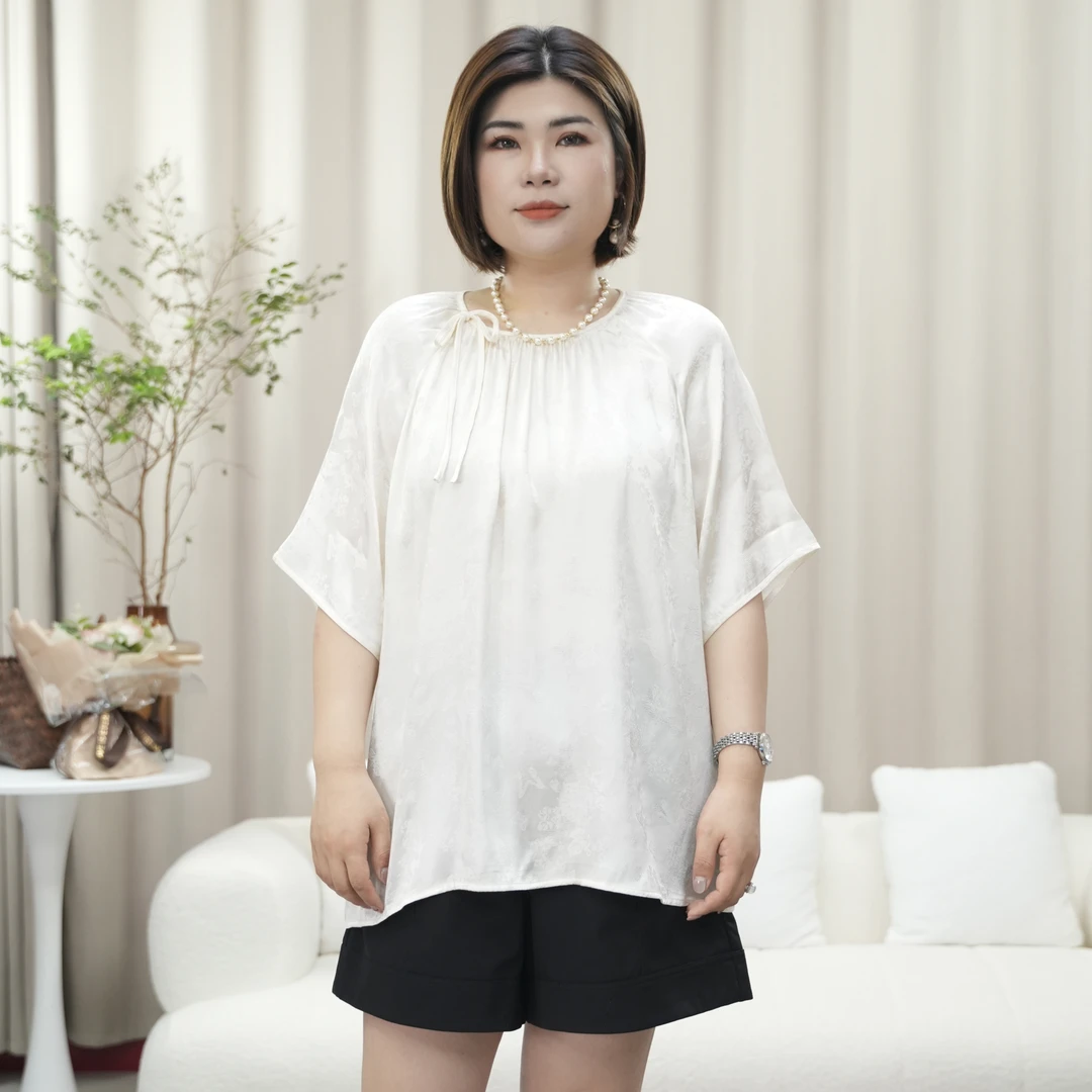 玛莲羽轻奢大码夏季女装短袖宽松T恤新国风气质显瘦百搭上衣57511