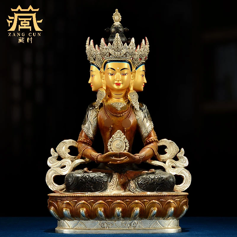 藏村古铜鎏金《大日如来》铜像摆件居家室内精工铜雕工艺品桌面摆饰