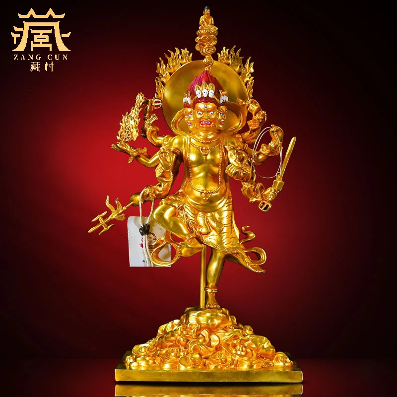 藏村全鎏金《晦寂金刚》铜像摆件居家玄关客厅办公室铜雕桌面摆饰