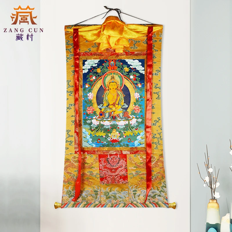 《地藏王唐卡挂画》矿物颜料西藏家居唐卡装饰画地藏王菩萨佛像