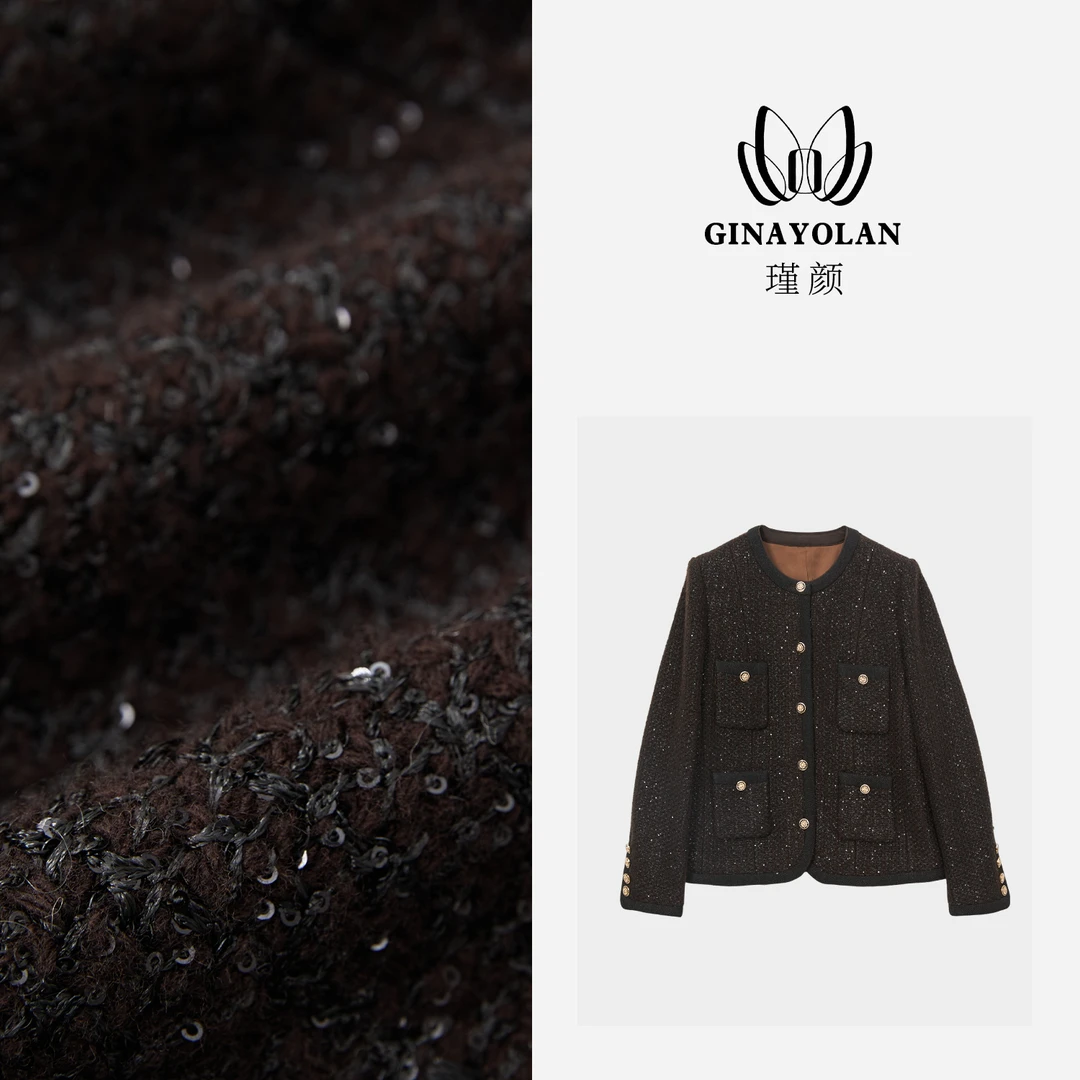 GINAYOLAN/瑾颜【设计师系列】小香风定制工厂珠片精致老钱风外套