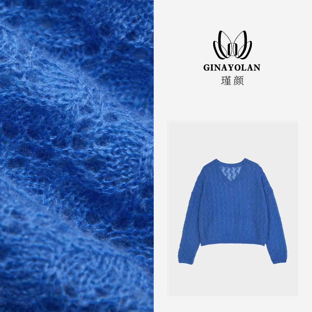 GINAYOLAN/瑾颜【重磅福利】意大利进口面料时尚减龄秋冬V领套头