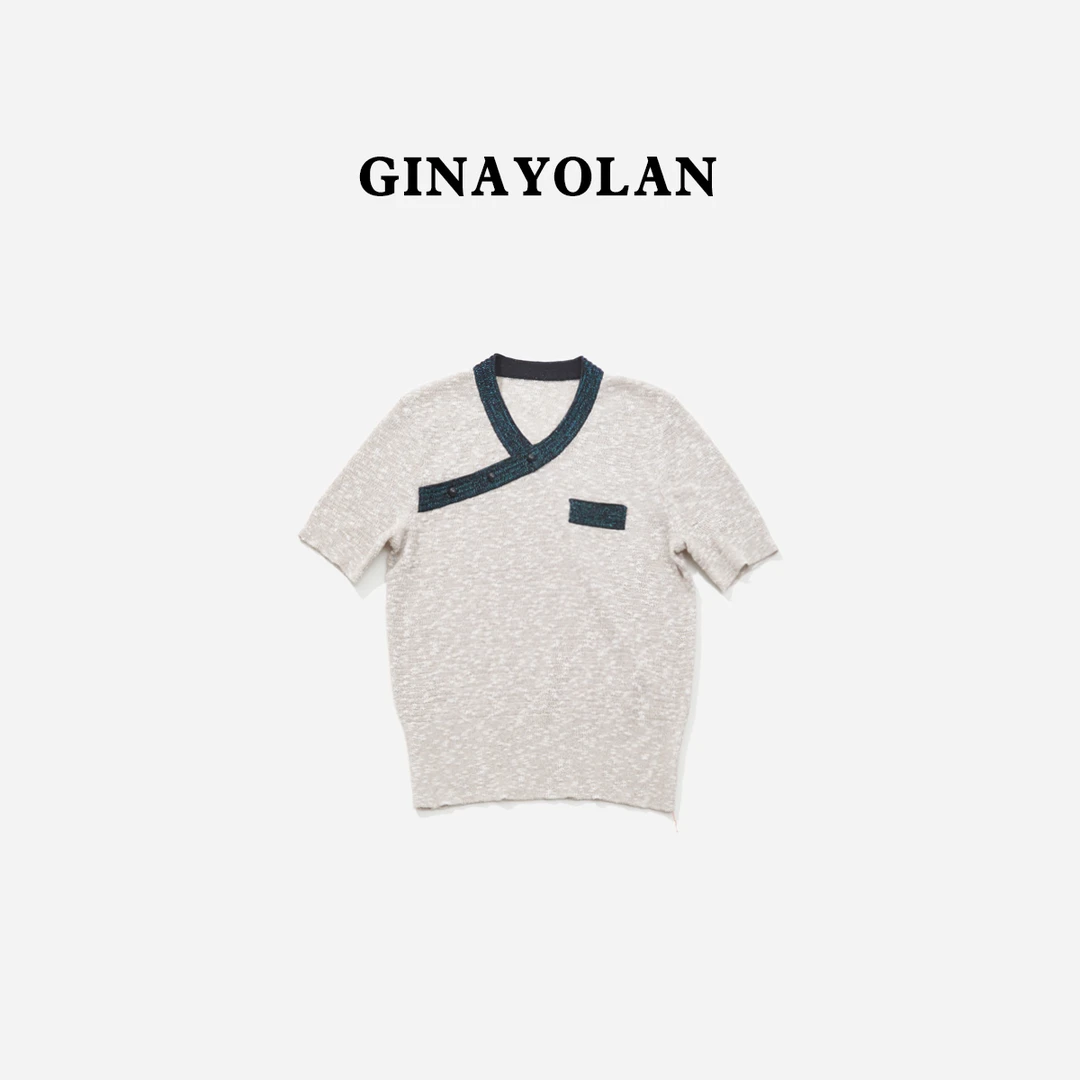 GINAYOLAN/瑾颜【设计师系列】气质轻奢时尚毛衣针织衫休闲百搭套头