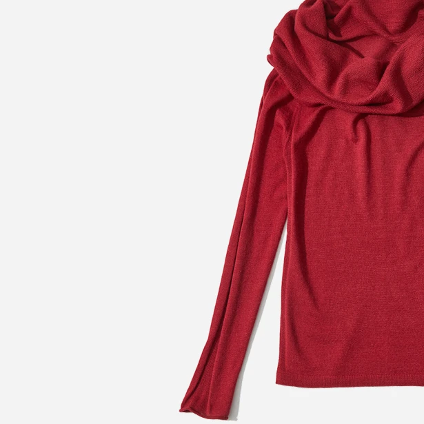 GINAYOLAN/瑾颜【设计师系列】意大利进口面料大堆领显瘦套头针织衫