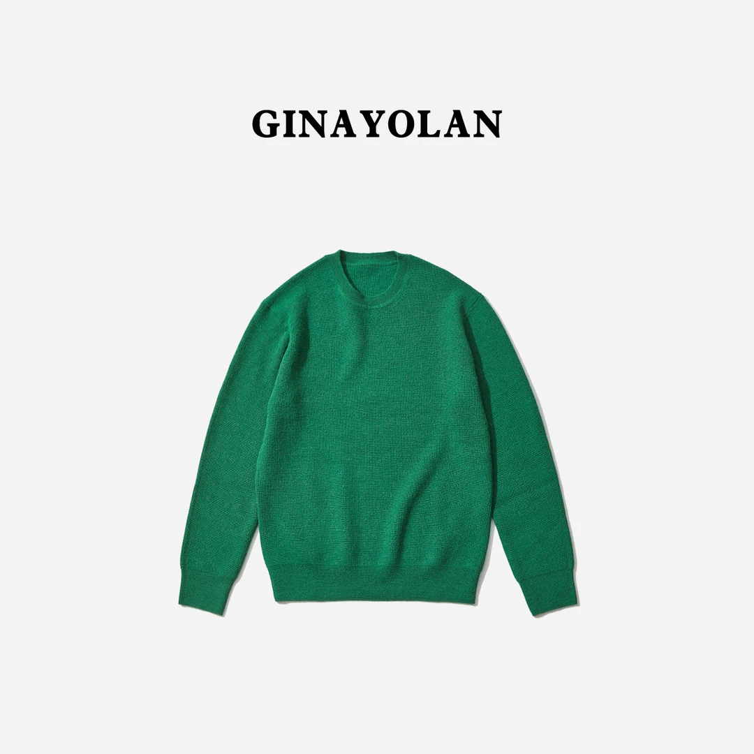 GINAYOLAN/瑾颜【新品系列】意大利进口面料秋冬时尚圆领羊毛衫男