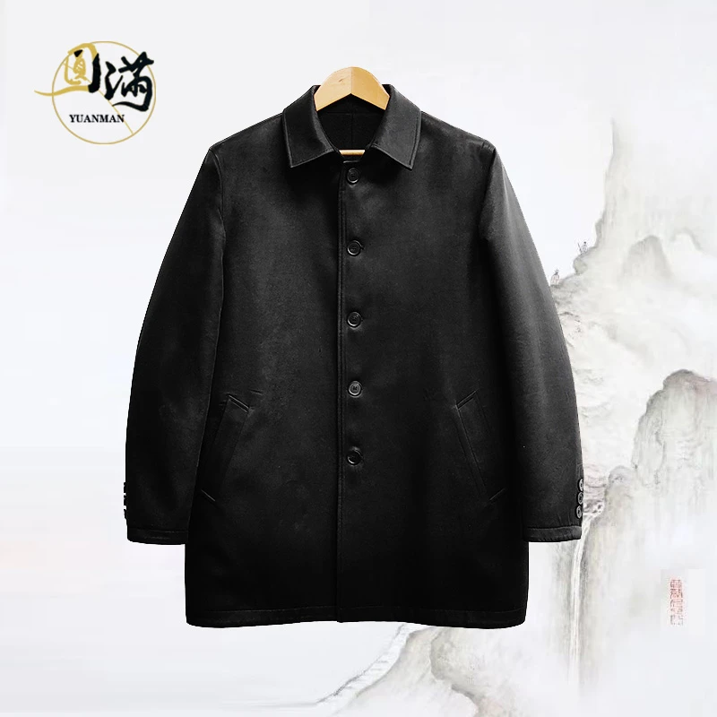 【大王缎风衣】100%桑蚕丝重缎双面穿中长款加厚羊毛风衣DY41023ZS