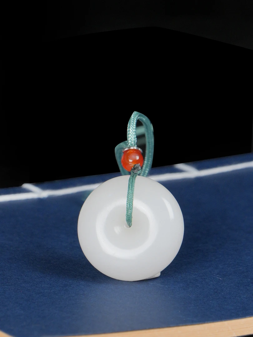 天然新疆金丝玉平安扣玉石吊坠搭配手工编绳