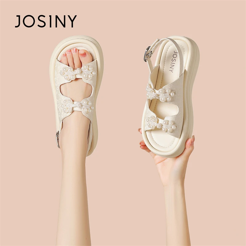 【琳琅满目】卓诗尼小香风厚底凉鞋女网红ins珍珠仙女风软底沙滩鞋