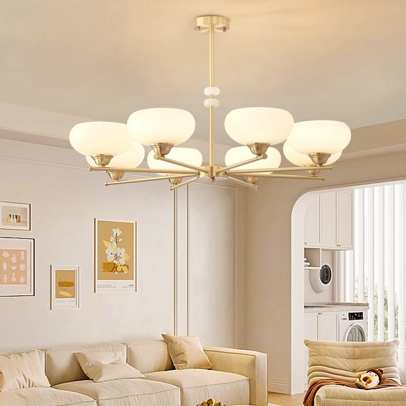 全铜吊灯原木风客厅灯大厅奶油风复古温馨浪漫中古风餐厅卧室吊灯