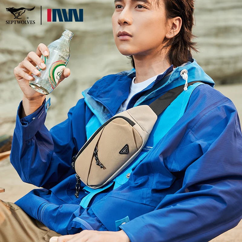 七匹狼腰包男士斜挎包新款时尚单肩小包外出随身便携胸包雅丹风