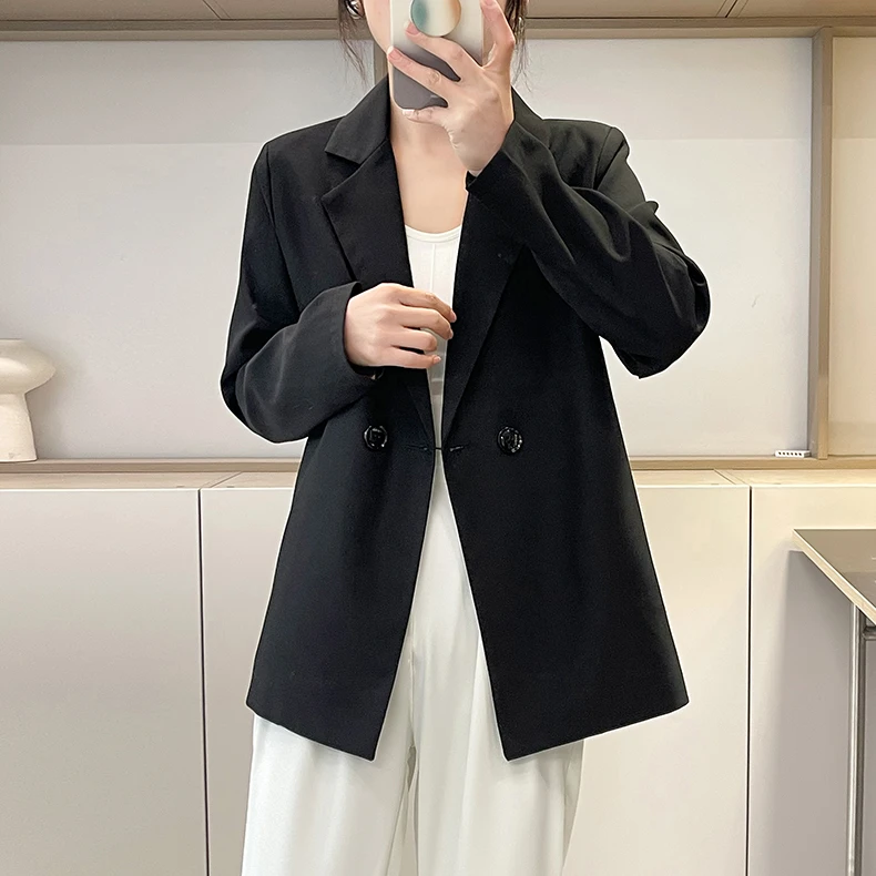 高级感黑色韩版小西装外套女早春新款网红炸街宽松休闲穿搭西服
