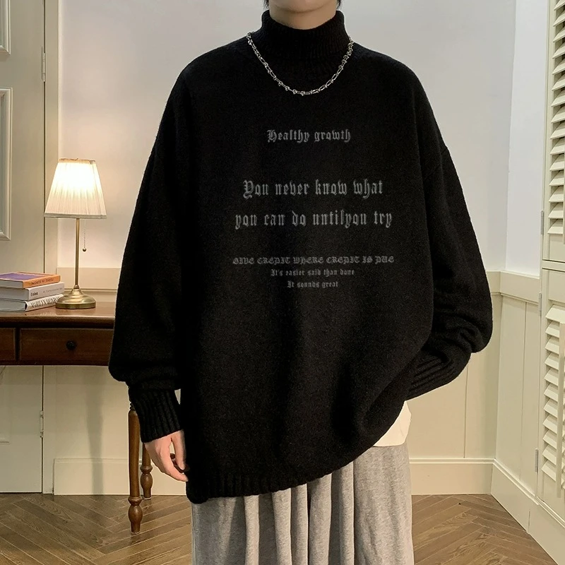 复古慵懒风翻领毛衣男美式hiphop高级感超好看针织衫秋冬打底上衣