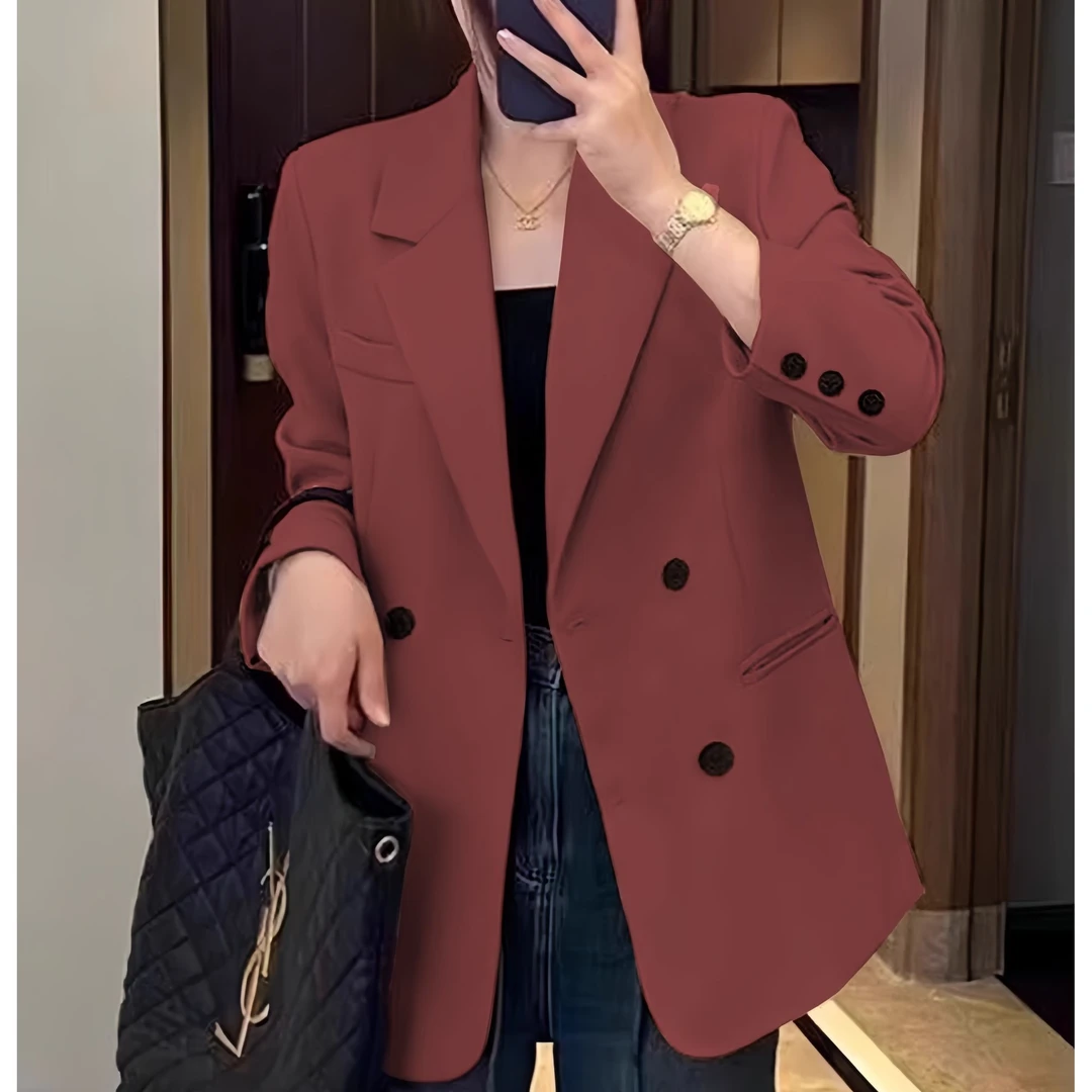 高级感大码轻奢小西装女2024年春秋韩版休闲炸街黑色西装外套