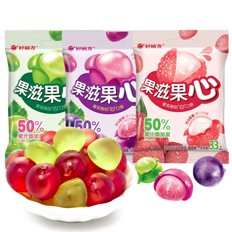 ORION/好丽友果滋果心软糖果汁qq糖夹心橡皮糖儿童零食