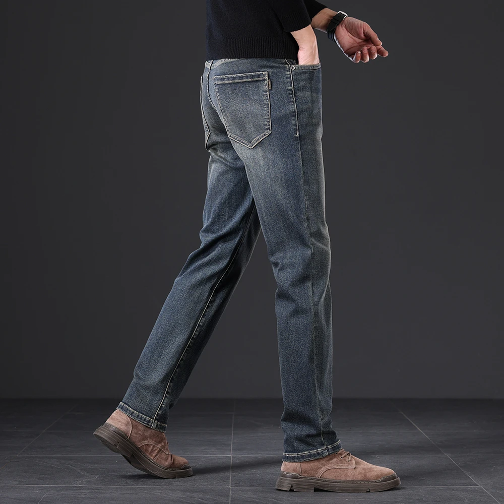 潮流轻奢牛仔裤男士简约弹力修身直筒个性时尚青年休闲百搭长裤子