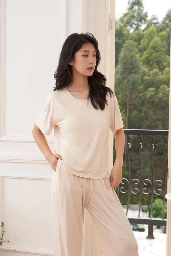 2025新款可外穿休闲短袖长裤家居服睡衣套装241099