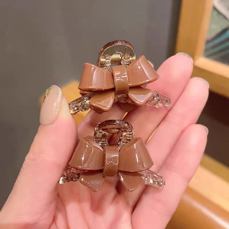 茶咖色蝴蝶结小抓夹刘海夹碎发侧边夹女生发饰