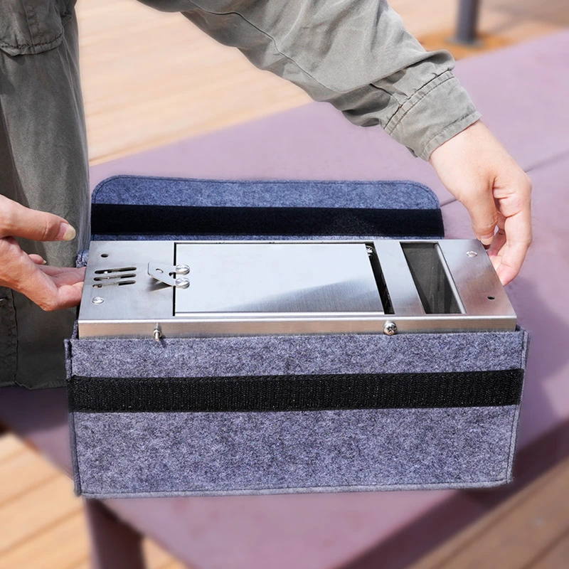 野炊露营户外炉具柴火炉烧烤炉火箭炉便携式小型可折叠炉送炉口架