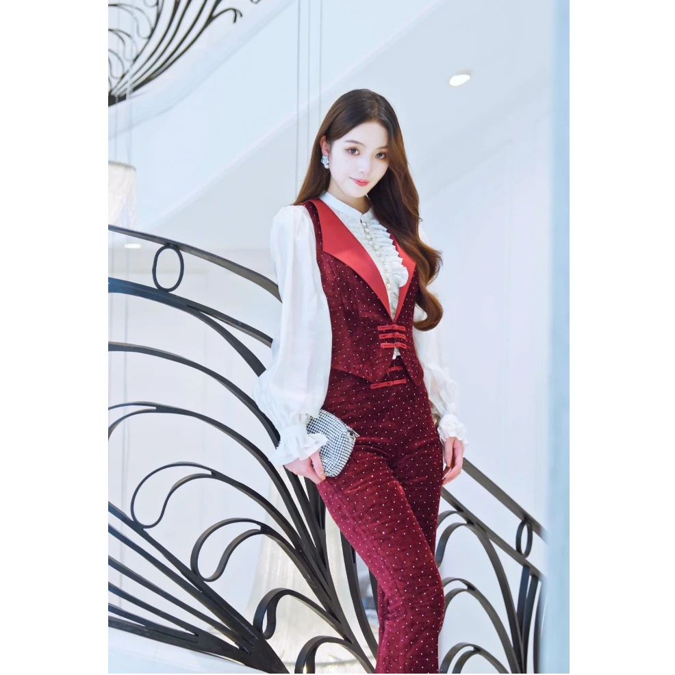 【设计师品牌】2024秋冬气质优雅复古套装修身套装FS-9600