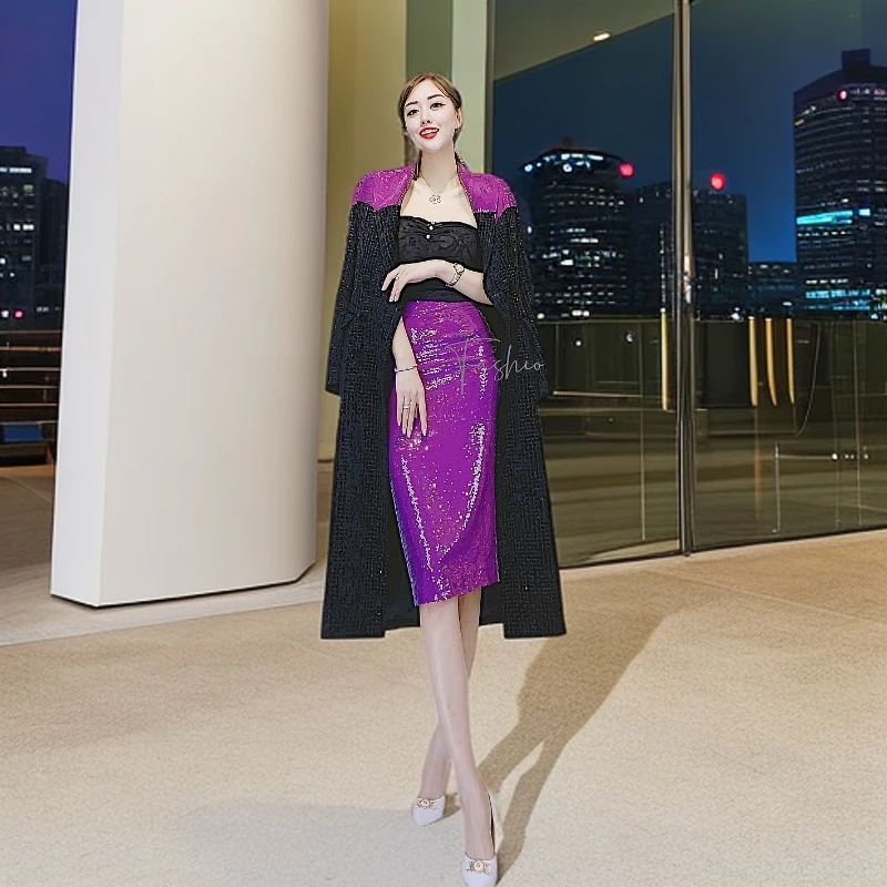 【设计师品牌】2024秋冬气质优雅复古修身外套连衣裙FS-1125