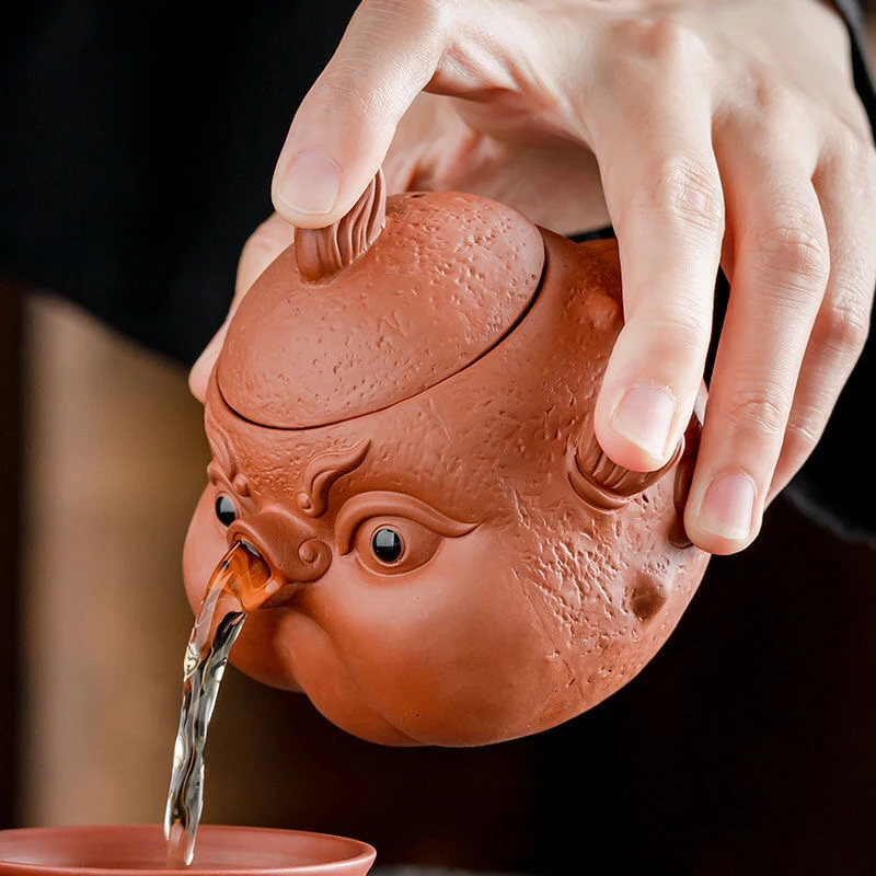 紫砂壶手抓壶手工仿生泡茶壶创意茶具原矿可爱小河豚一鼓作气单壶