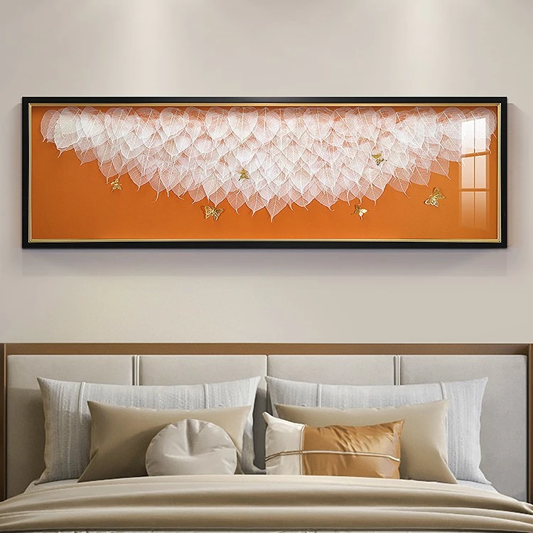 卧室床头装饰画现代轻奢床头背景墙挂画主卧立体实物画卧室壁画