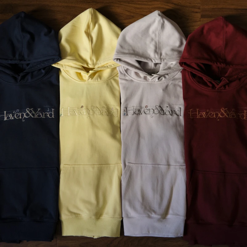 HavenYard五线谱复古主题抓绒秋冬宽松连帽卫衣