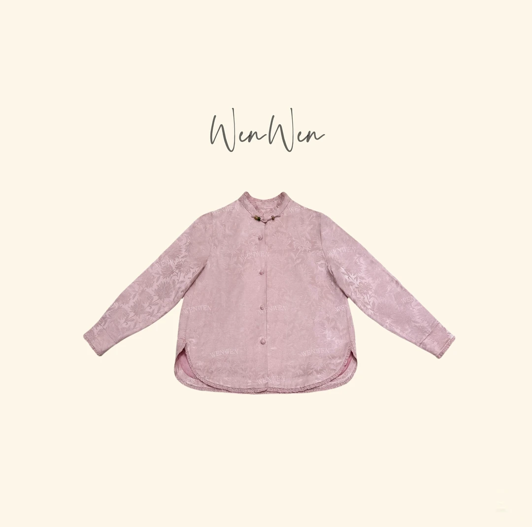 WENWEN-深圳原创【“白玉簪”秋冬高定提花复古百搭休闲衬衫】SY0696