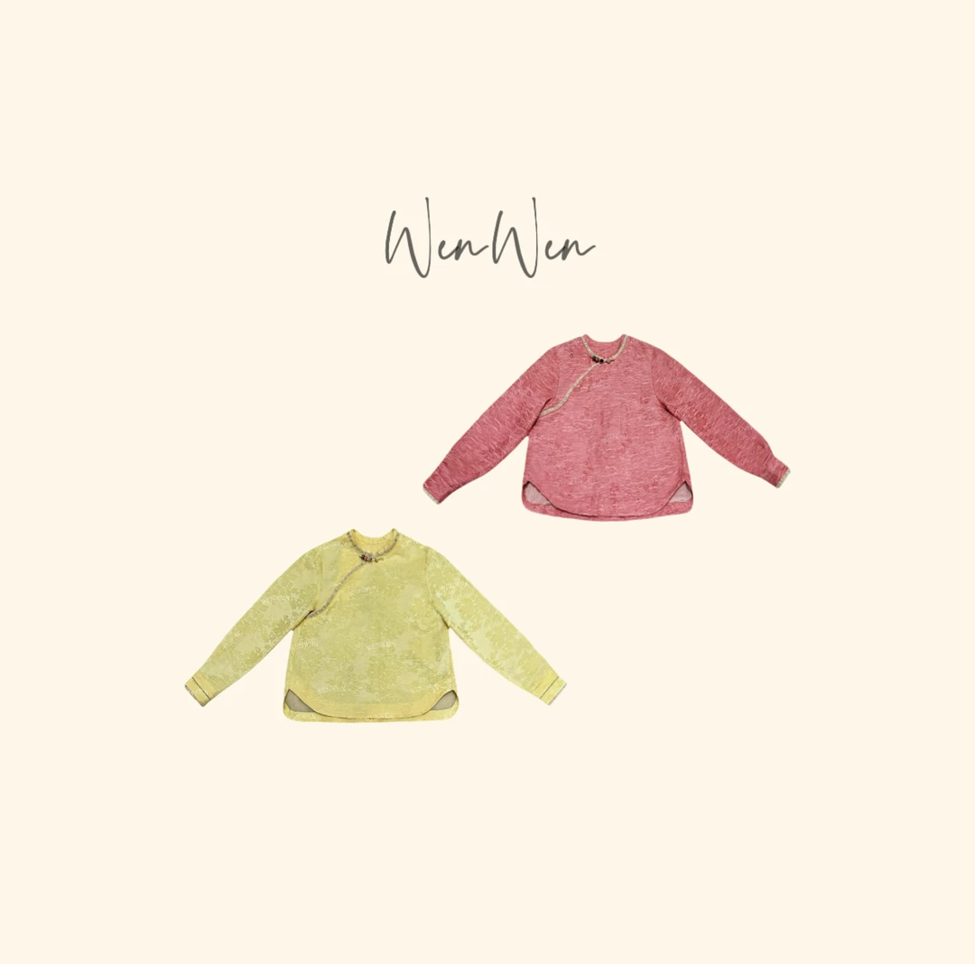 WENWEN-深圳原创【“星乔”秋冬高定提花花边斜襟圆领上衣】SY0703