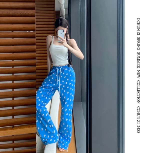 谁不爱Kitty 高克重独家定制印花韩系深蓝色卫衣裤