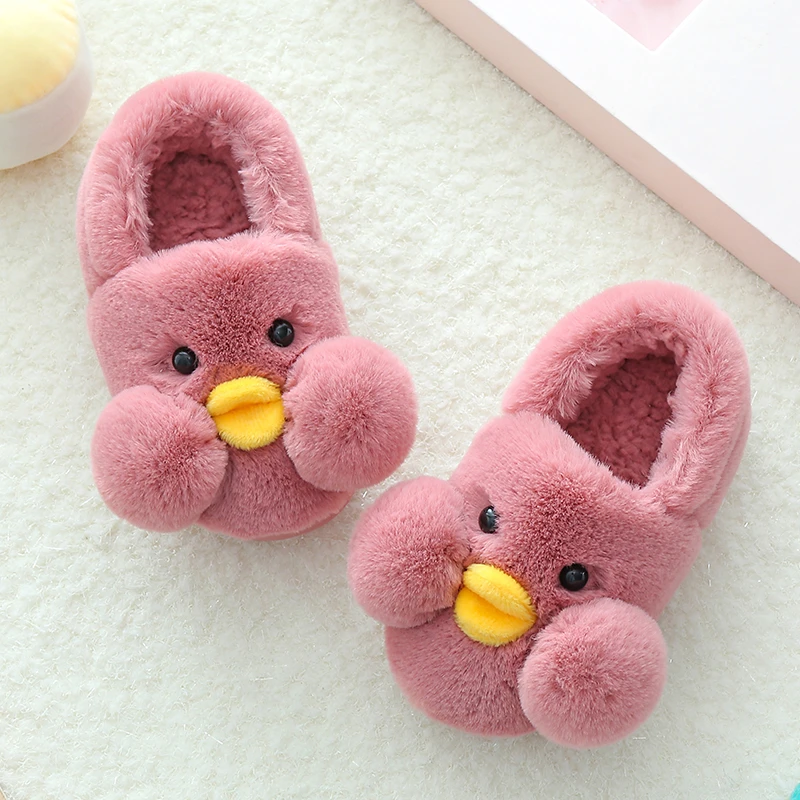 儿童棉拖鞋小黄鸭冬季男童居家室内防滑保暖女童宝宝包跟小孩棉鞋