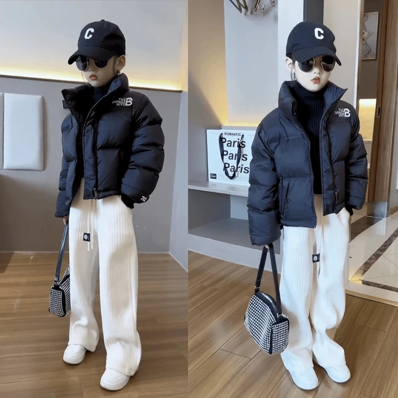 女童冬装羽绒服韩版外套儿童6-12岁休闲洋气短款上衣中大童白鸭绒