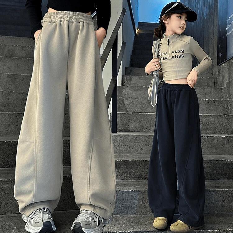 女童裤子春秋6-12岁15岁中大童爆款洋气休闲宽松小女孩直筒香蕉裤