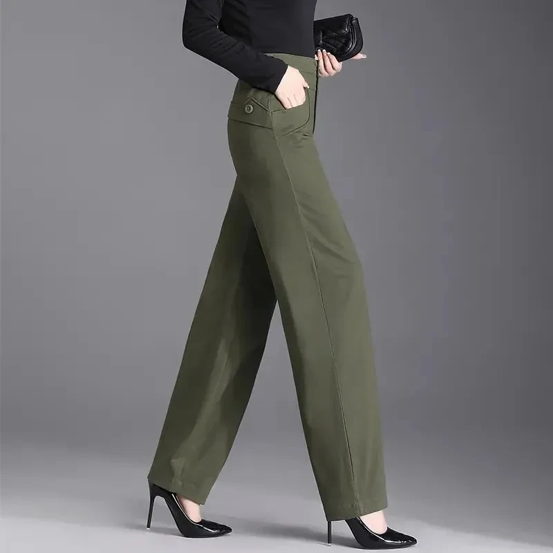 军绿色哈伦牛仔裤2025新款休闲宽松春秋高腰显瘦女裤民族风萝卜裤