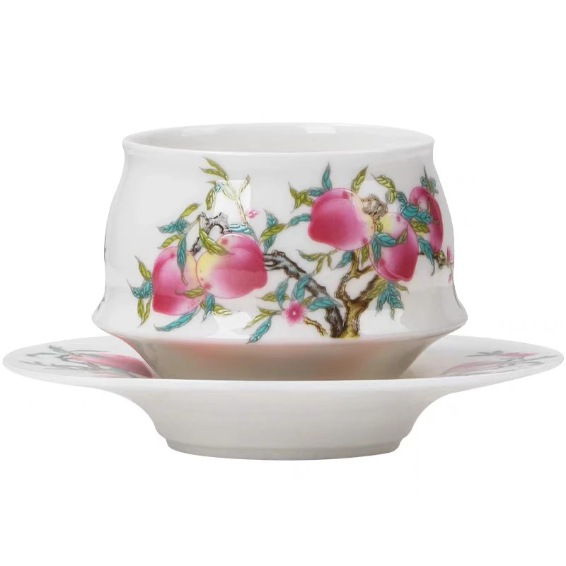 轻奢陶瓷九桃转转杯创意家用功夫茶杯不倒杯品茗杯