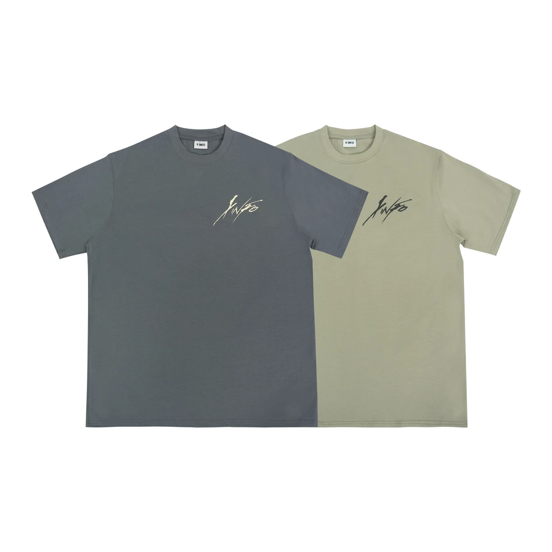 X INFO 24SS停止凝视基础短袖T恤2色纯棉宽松国潮原创美式街头夏