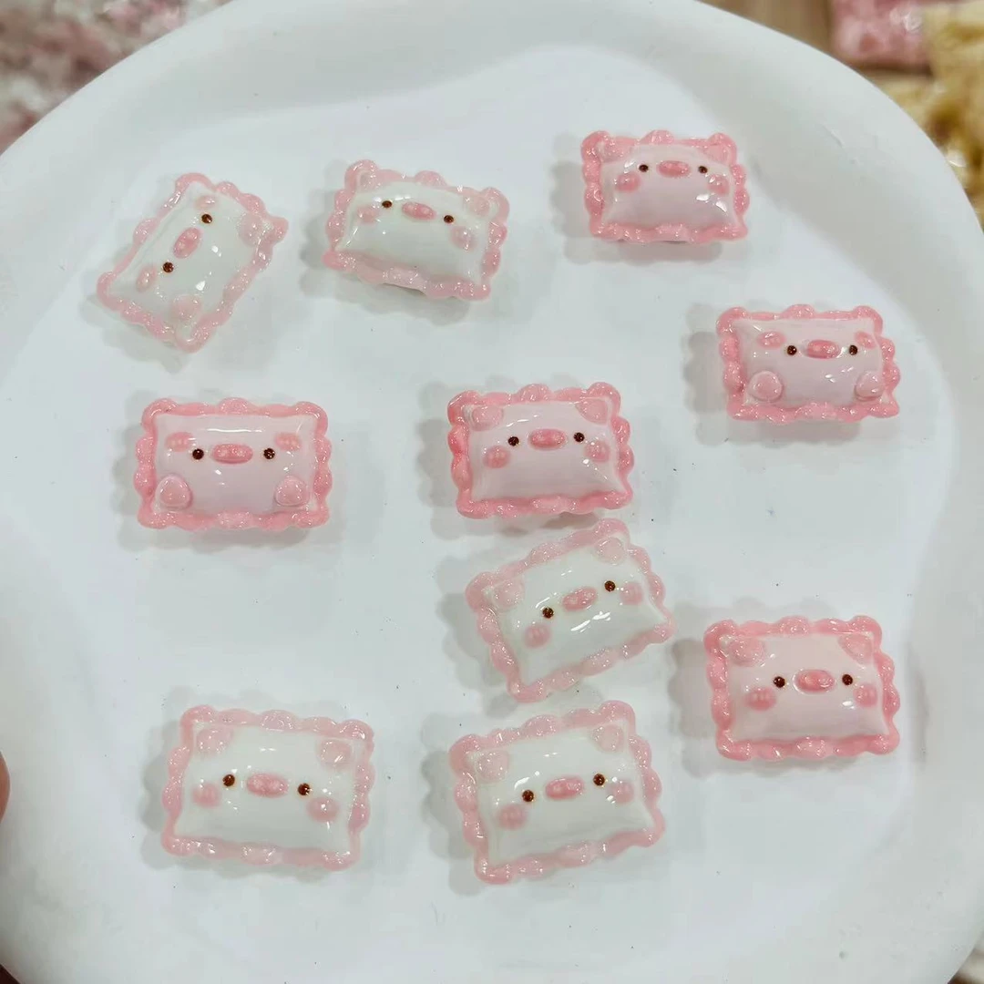 【师姐毒家定制】 猪猪抱枕（亮面粉白混）树脂手工diy饰品配件