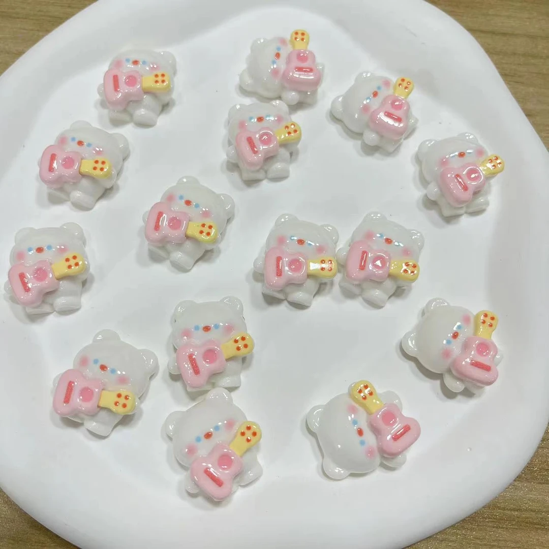 【师姐毒家定制】吉他小熊（亮面原色）树脂手工diy饰品配件