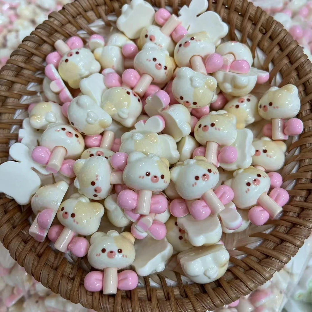 【师姐毒家定制】 熊熊气球花（粉白色）树脂手工diy饰品配件