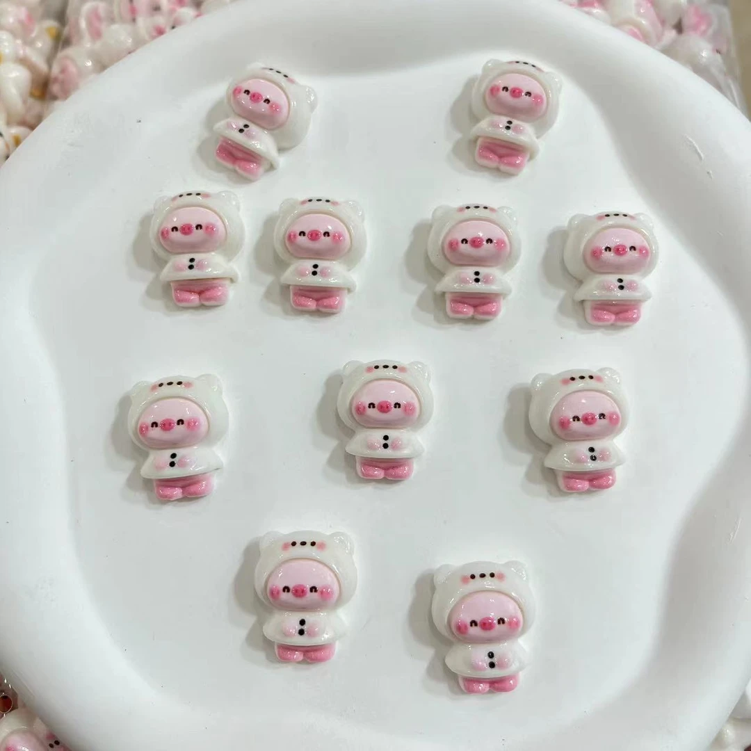 【师姐毒家定制】 雨衣小猪（亮面原色）树脂手工diy饰品配件